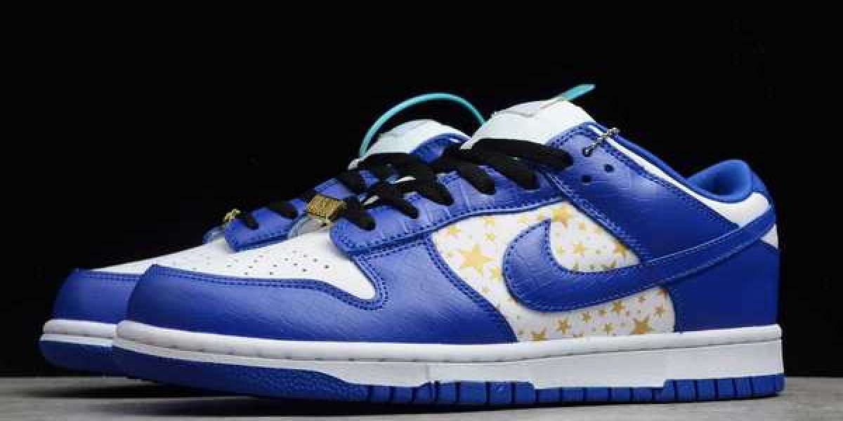Supreme x Nike SB Dunk Low SB QS “Hyper Royal” White/Metallic Gold-Hyper Blue 2021 Brand New DH3228-100