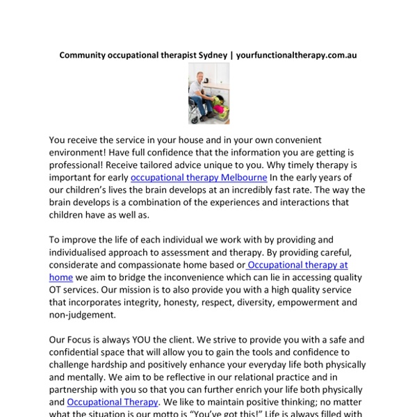 Community occupational therapist Sydney yourfunctionaltherapy | Pearltrees