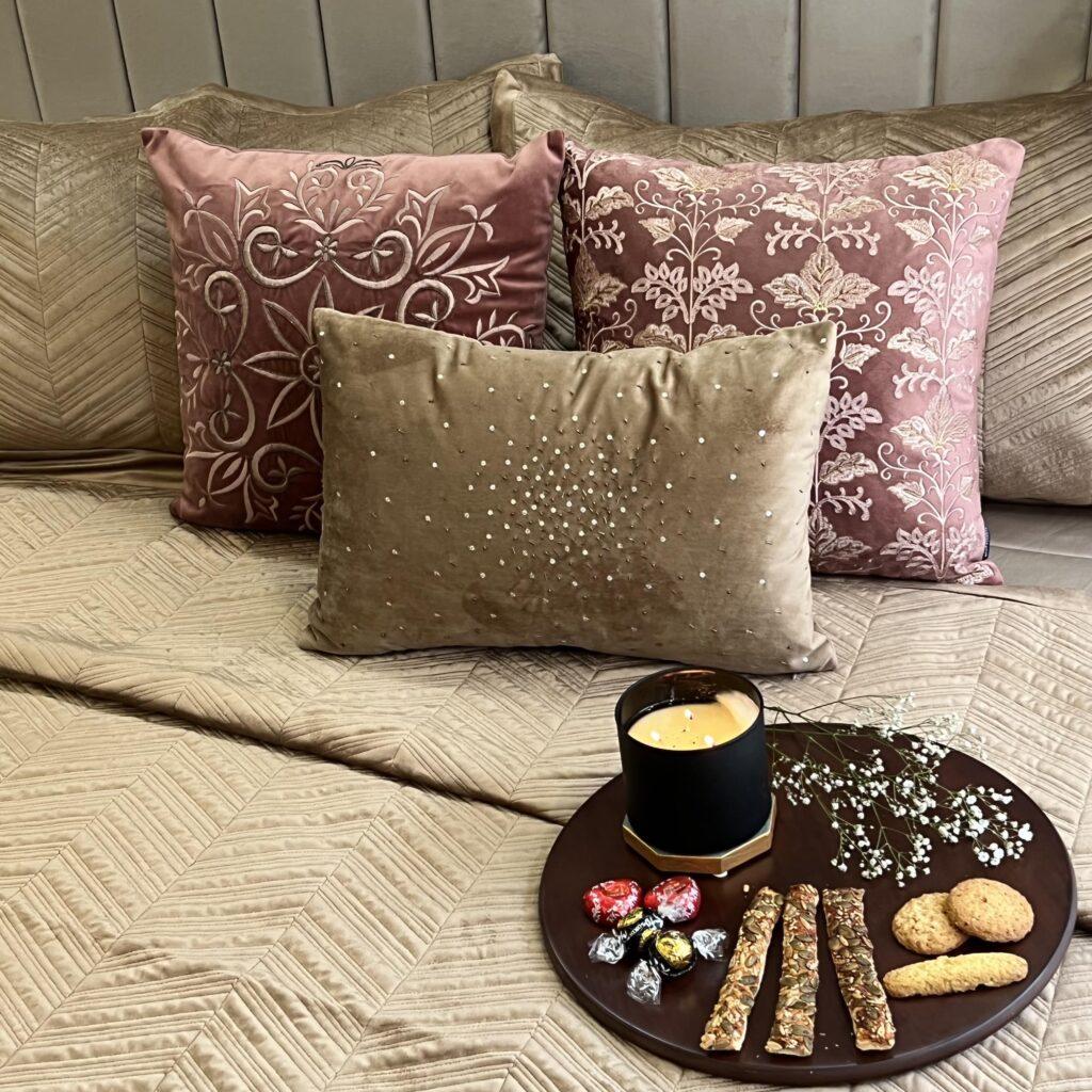 Herringbone Camel Velvet Bedspread | Sadyaska Store