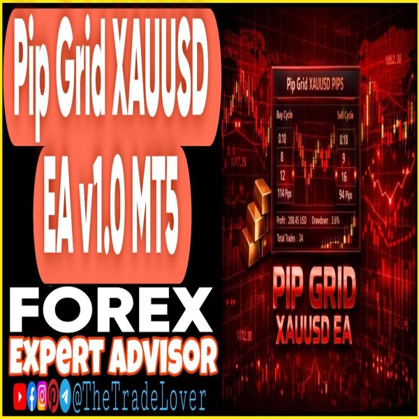 Pip Grid XAUUSD EA v1.0 MT5 (Works on Build 5660) | Forex Robot | MT5 Expert Advisor - The Trade Lovers