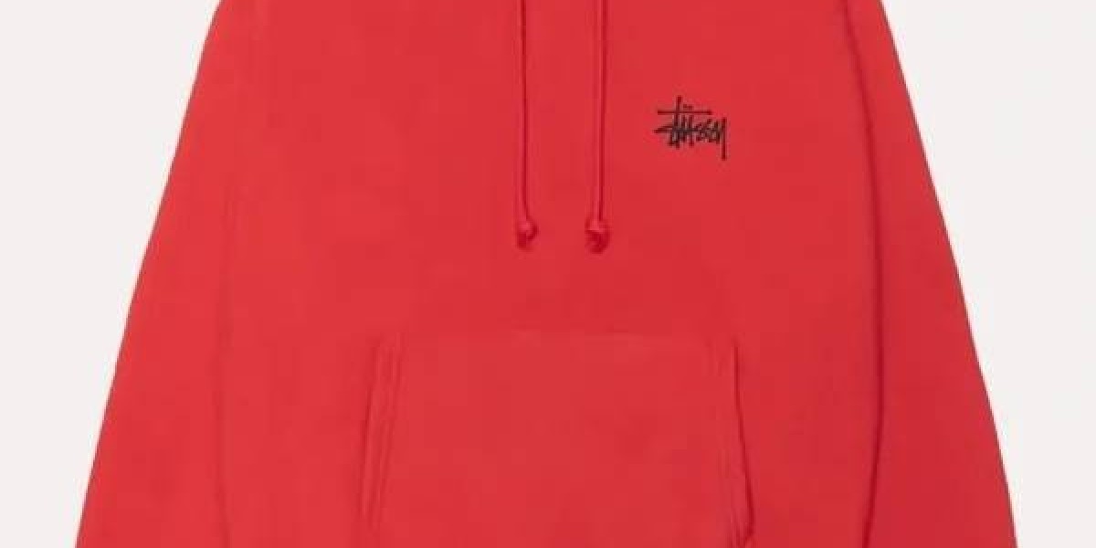 Red Stussy Oversized Hoodie