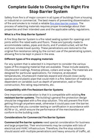 Complete Guide to Choosing the Right Fire Stop Barrier System