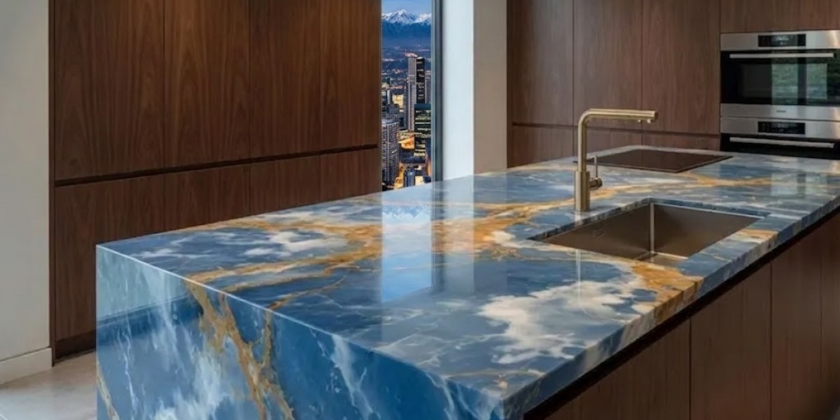 Blue Onyx Kitchen Island Countertop: Luxury Beauty for Modern Kitchens