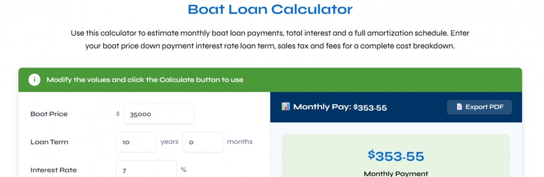 boat loan financing calculator Cover Image