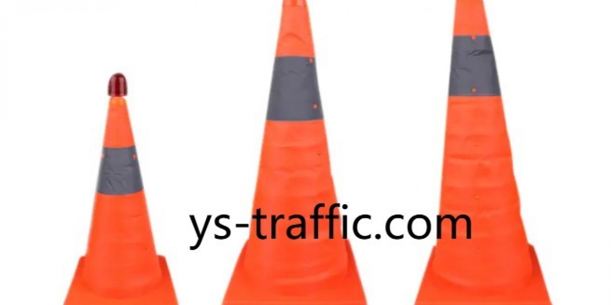 Collapsible Orange Traffic Cones for Efficient Control