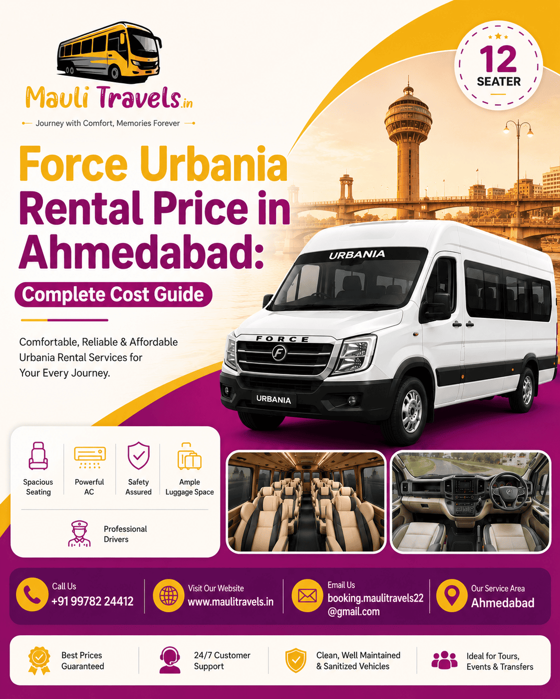 Hire Urbania in Ahmedabad | 12, 14 & 17 Seater Urbania on Rent